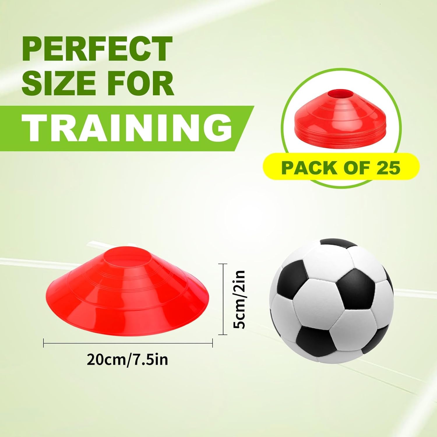 (Set of 25 - Agility Soccer Cones with Carry Bag and for ， Football Cones for Trainingfootball, Basketball, Coaching, Agility Cones for Indoor and Outdoor Games