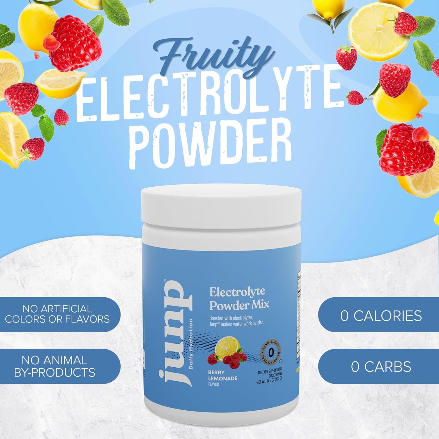 Hydration Electrolyte Powder, Electrolytes Drink Mix, Hydration Mix, Sugar Free, Gluten Free, 0 Calories, 0 Carbs, Keto Friendly, Kosher, 90 Servings. (Berry Lemonade)