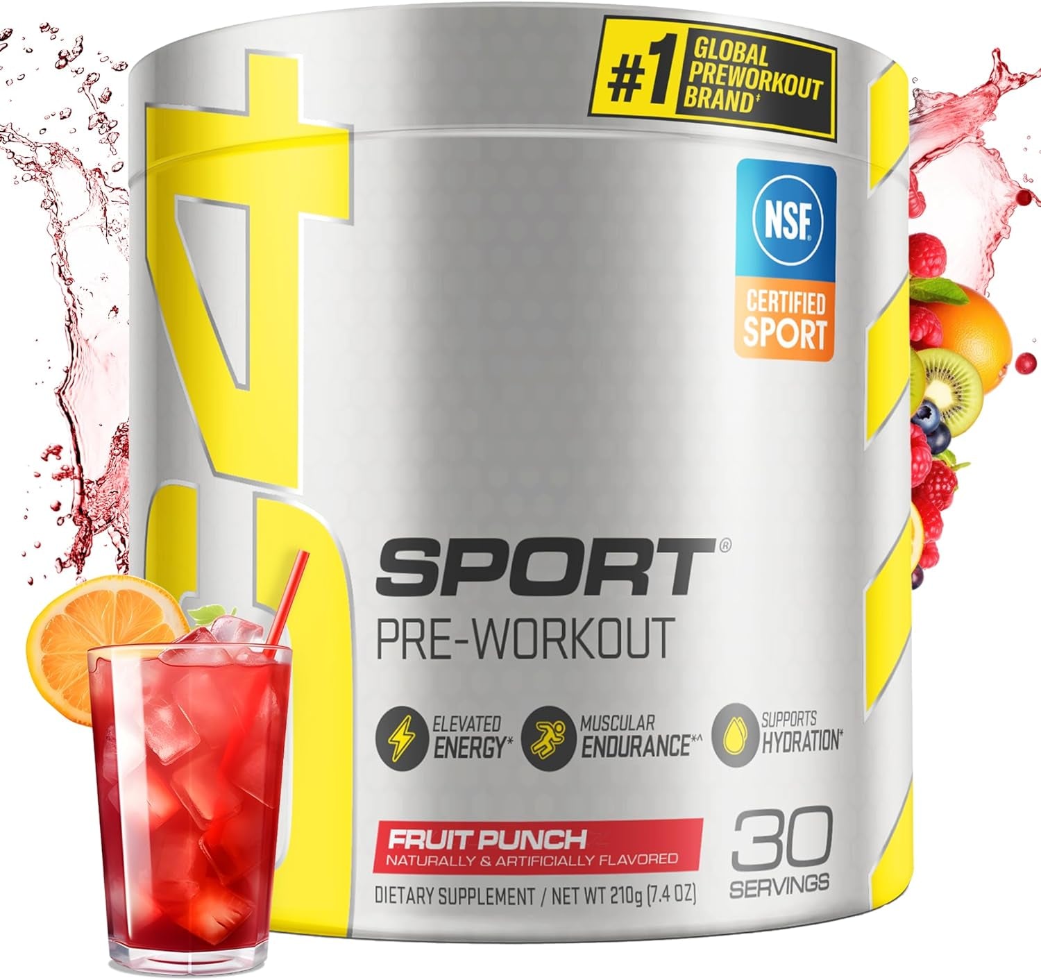 C4 Sport Pre Workout Powder Fruit Punch - NSF Certified for Sport | 30 Servings, Packaging May Vary.