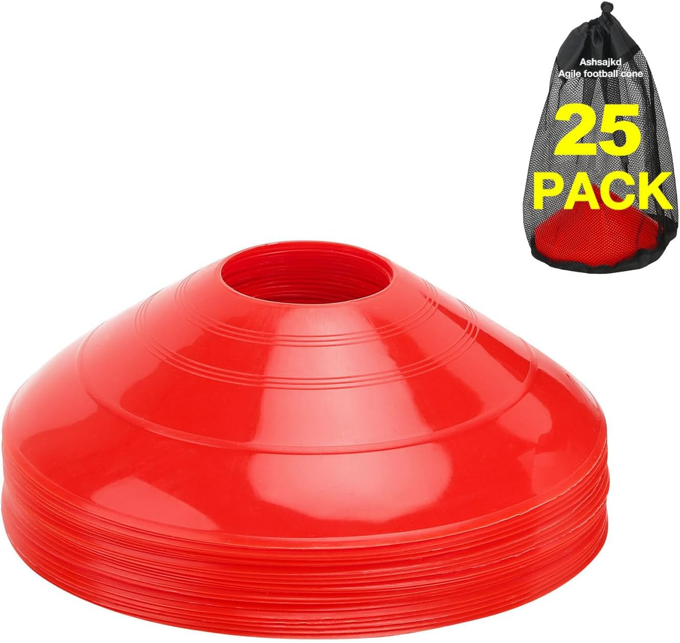 (Set of 25 - Agility Soccer Cones with Carry Bag and for ， Football Cones for Trainingfootball, Basketball, Coaching, Agility Cones for Indoor and Outdoor Games