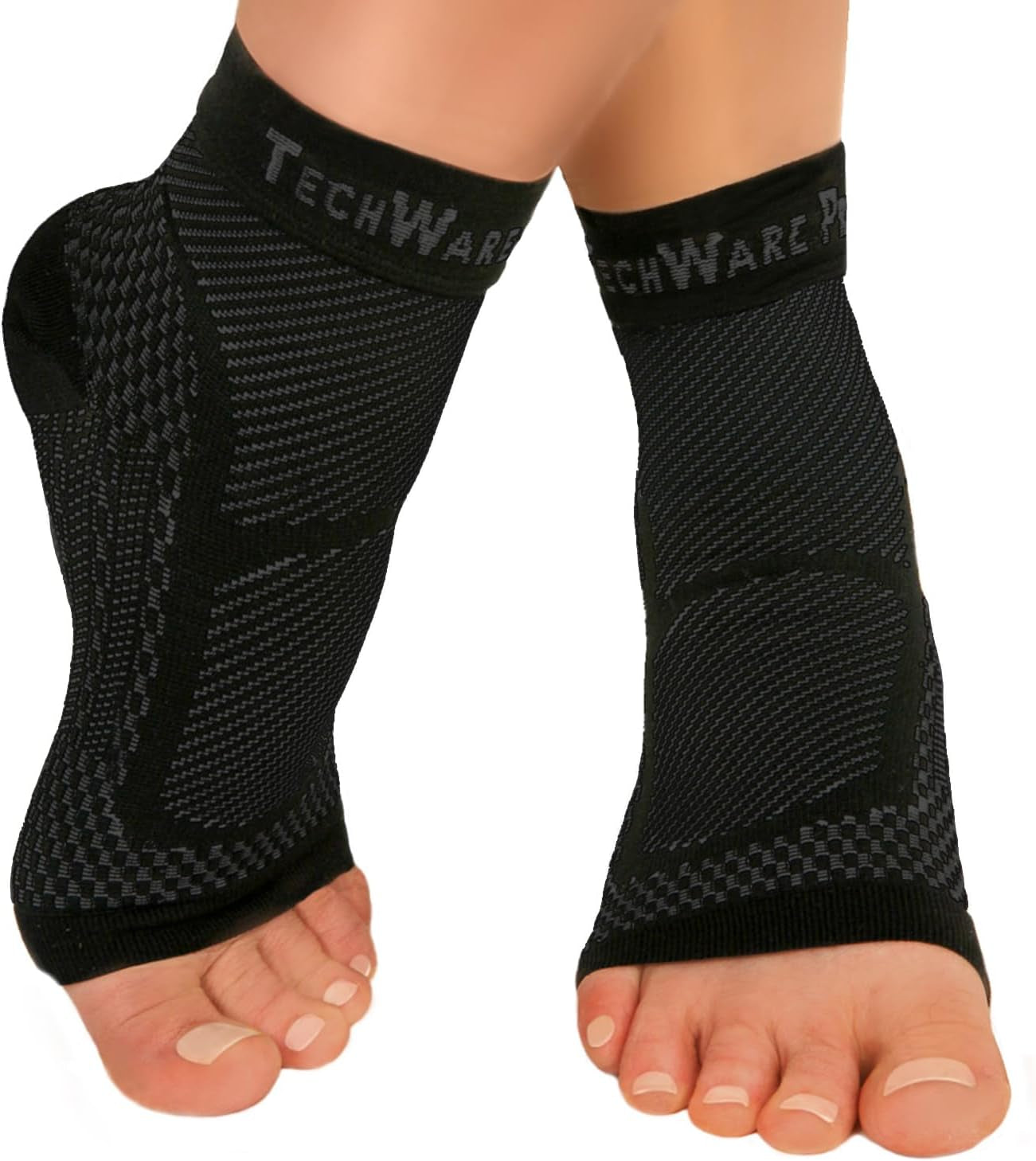 Ankle Brace Compression Sleeve - Relieves Achilles Tendonitis, Joint Pain. Plantar Fasciitis Sock with Foot Arch Support Reduces Swelling & Heel Spur Pain. Injury Recovery for Sports