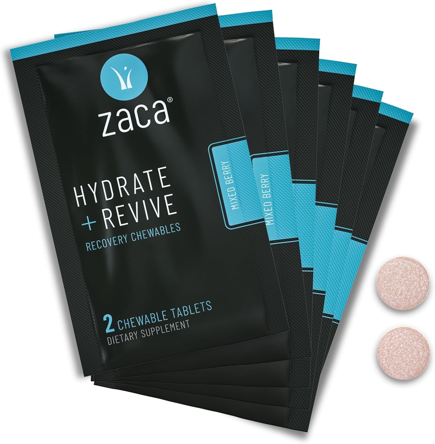 Recovery Chewable Supplement | Hydrate + Revive | Party, Travel, Exercise & Altitude | Sugar Free & Gluten Free | Mixed Berry, 6 Packs = 12 Tablets