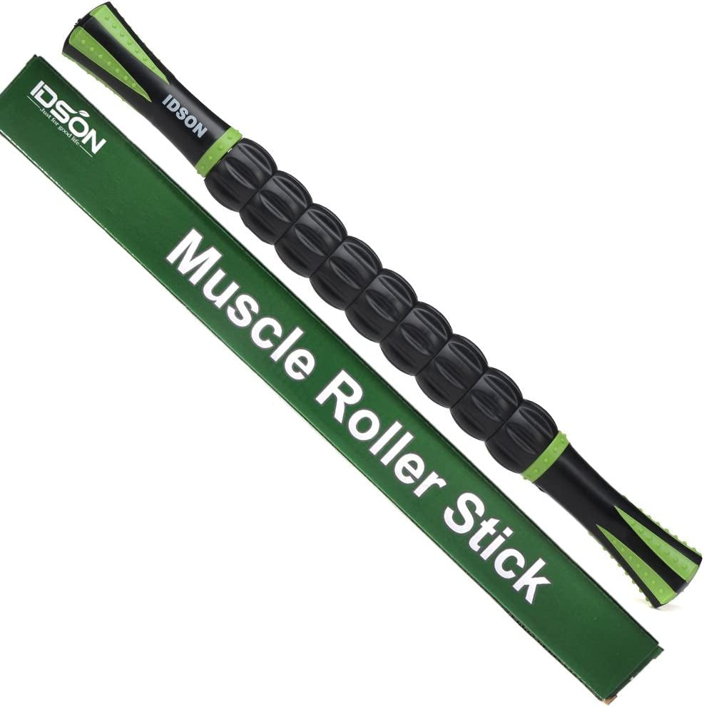 Muscle Roller Stick for Athletes- Body Massage Sticks Tools Massager for Relief Muscle Soreness,Cramping and Tightness,Help Legs and Back Recovery,Black Green