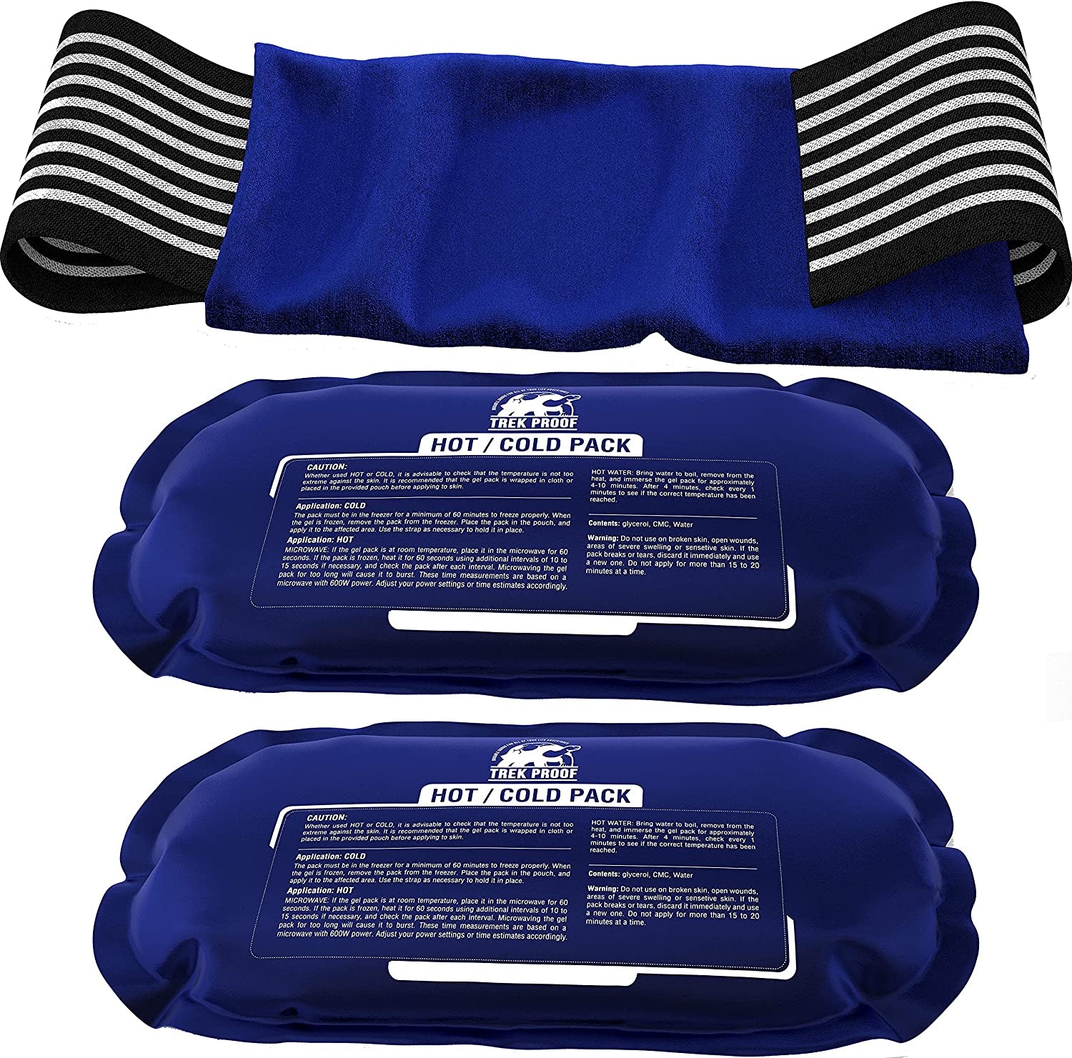 Ice Pack (3-Piece Set) – Reusable Hot and Cold Therapy Gel Wrap Support Injury Recovery, Alleviate Joint and Muscle Pain – Rotator Cuff, Knees, Back & More (3 Piece Set - Classic)