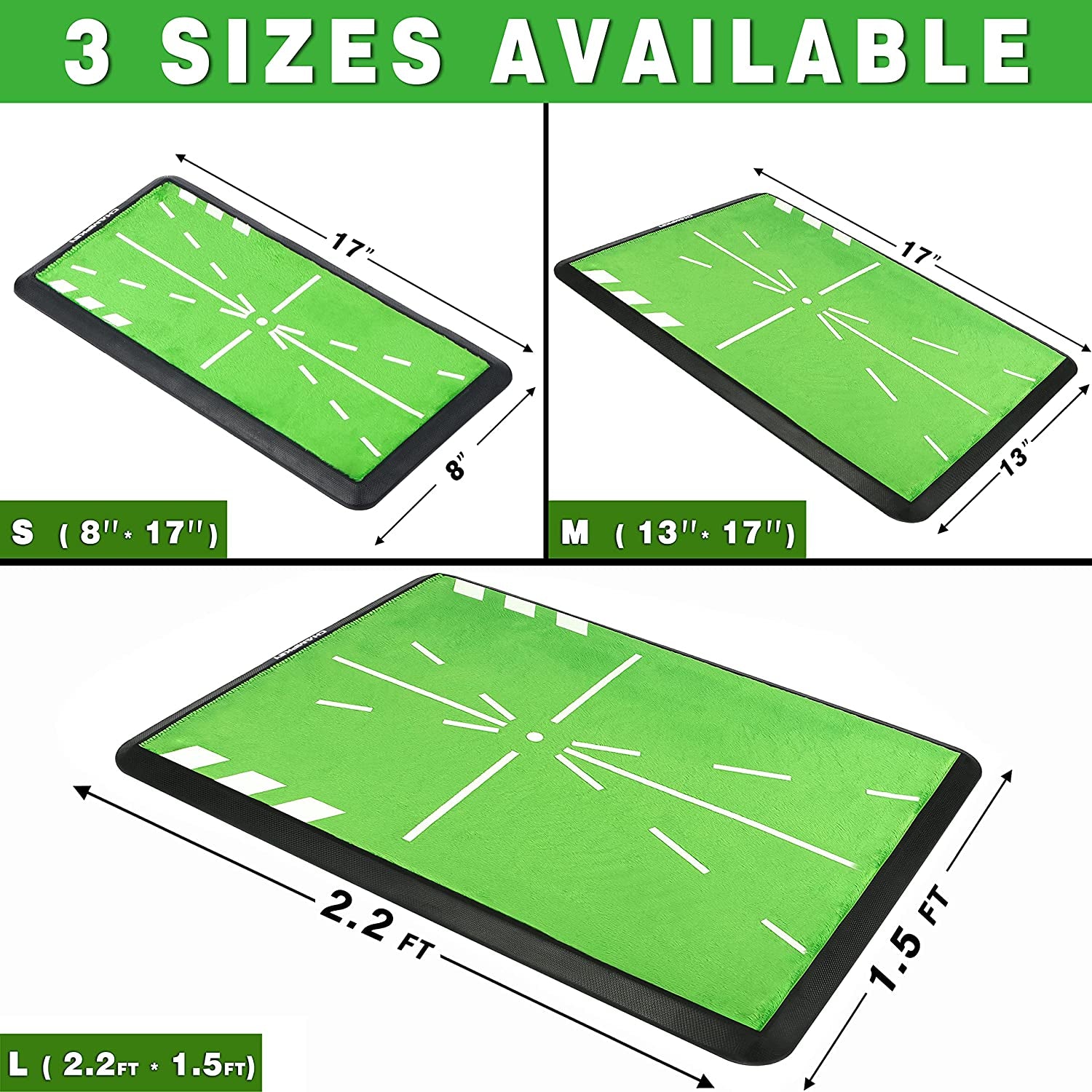 8" X 17" Premium Impact Golf Mat Upgraded Version | Path Feedback Golf Practice Mat | Advanced Guides and Rubber Backing Golf Hitting Mat