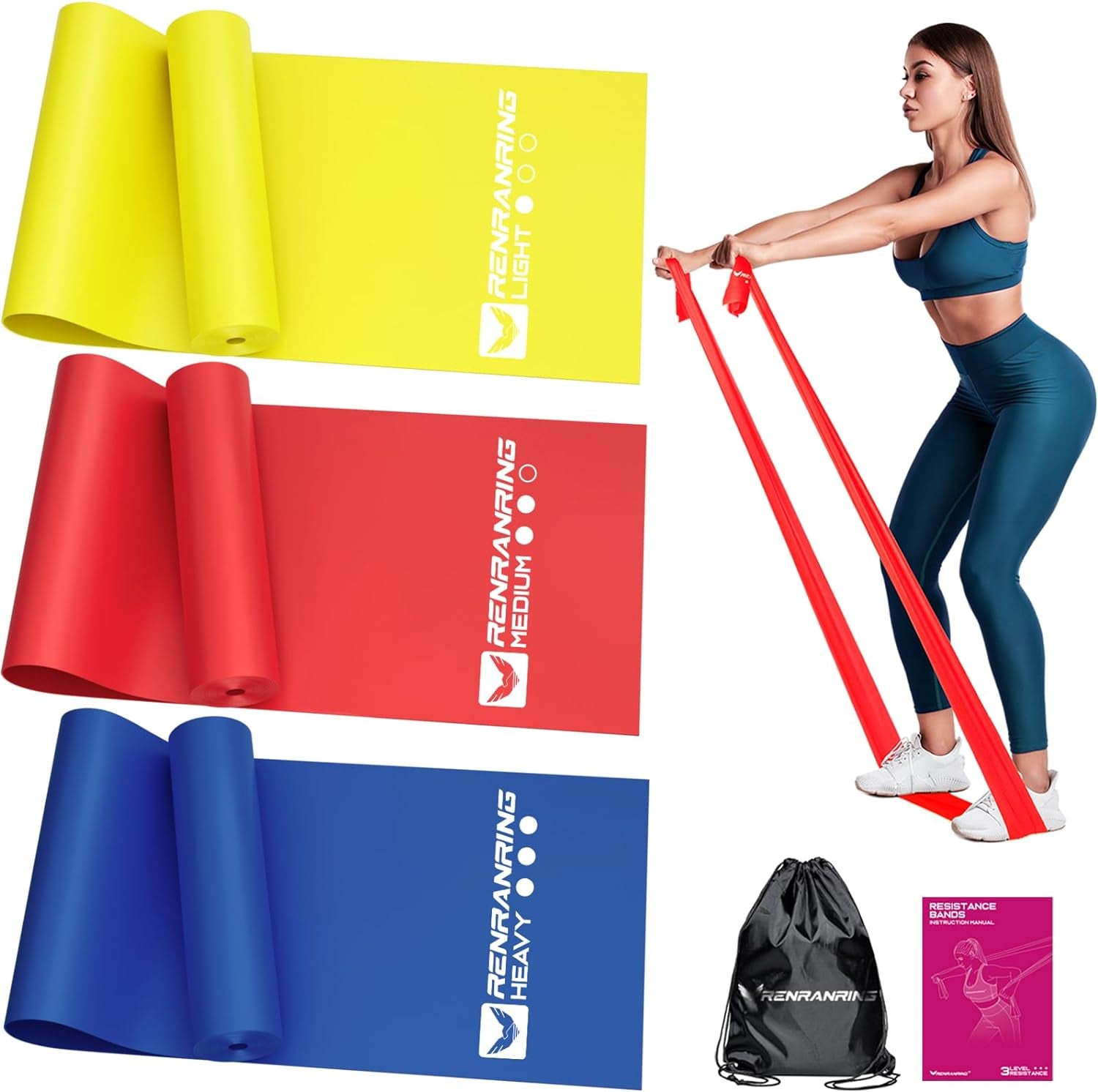 Resistance Bands for Working Out, Exercise Bands for Physical Therapy, Stretch, Recovery, Pilates, Rehab, Strength Training and Yoga Starter Set