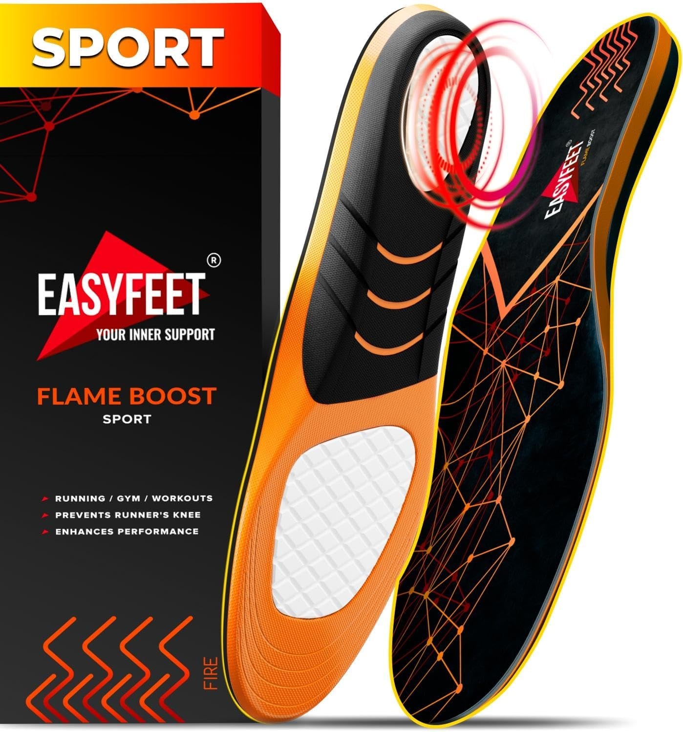 Running Athletic Shoe Insoles Men Women - Sport Insole - Shock Absorption Inserts - Walking Hiking Hockey Tennis Basketball - Orthotic Comfort Cushions Insoles Sneakers