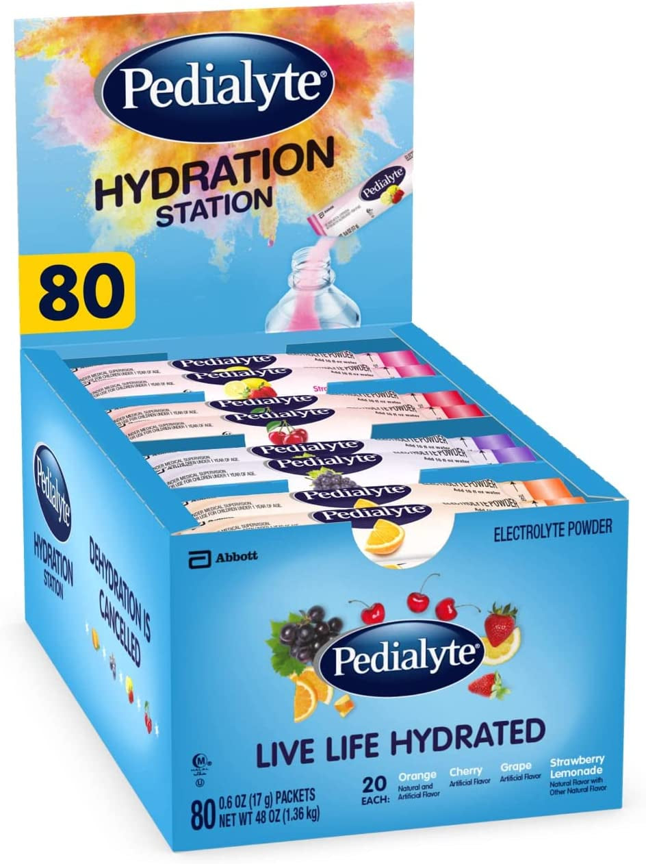 Hydration Station Multipack, Electrolyte Hydration Drink, 0.6-Oz Electrolyte Powder Packets, 80 Count